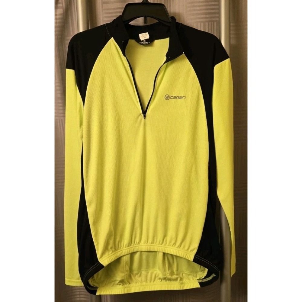 MENS USED CANARI GREEN HIGH VIS 1/4 ZIP CYCLING JACKET SIZE X-LARGE